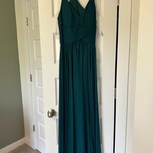 Dark Green David’s Bridal bridesmaids dress
